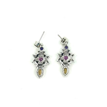 Load image into Gallery viewer, Nicky Butler SS Pink Quartz Multi Gem Maltese Cross Earrings