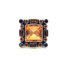 Load image into Gallery viewer, Nicky Butler SS Honey Quartz Multi Gem Square Ring