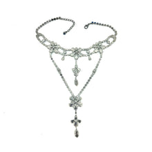 Load image into Gallery viewer, Nicky Butler Fashion Blue &amp; Multi Crystal Choker Flower Necklace