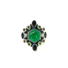 Load image into Gallery viewer, Nicky Butler SS Green Chalcedony Multi Gem Hexagonal Ring