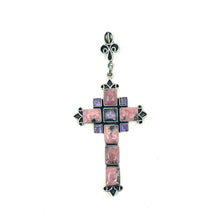 Load image into Gallery viewer, Nicky Butler SS Rhodonite Multi Gem Cross Pendant