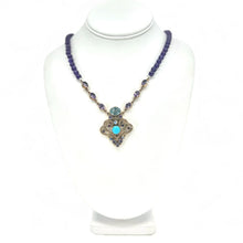 Load image into Gallery viewer, Nicky Butler Bronze Aqua Quartz Multi Gem Ribbon Drop Necklace