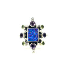 Load image into Gallery viewer, Nicky Butler SS Drusy Quartz Multi Gem Frame Ring