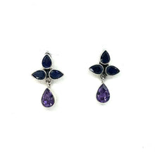 Load image into Gallery viewer, Nicky Butler SS Amethyst Multi Gem Pear Drop Earrings