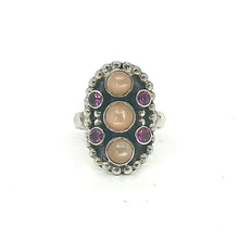Load image into Gallery viewer, Nicky Butler SS Peach Moonstone Multi Gem Shield Ring