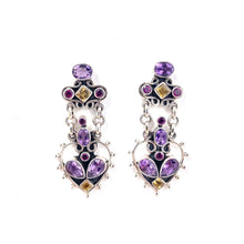 Load image into Gallery viewer, Nicky Butler SS Amethyst Multi Gem Heart Drop Earrings