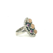 Load image into Gallery viewer, Nicky Butler SS Peach Moonstone Multi Gem Shield Ring