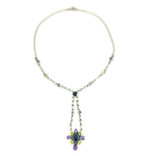 Load image into Gallery viewer, Nicky Butler SS Garnet Cabochon Multi Gem Necklace
