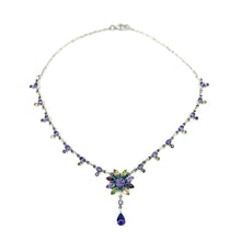 Load image into Gallery viewer, Nicky Butler SS Amethyst Multi Gem Flower Drop Necklace