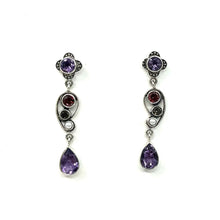 Load image into Gallery viewer, Nicky Butler SS Amethyst Multi Gem Paisley Drop Earrings