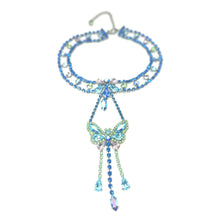 Load image into Gallery viewer, Nicky Butler Fashion Aqua &amp; Multi Crystal Butterfly Choker Necklace