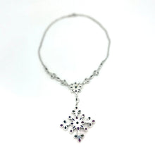 Load image into Gallery viewer, Nicky Butler SS Amethyst Multi Gem Cross Drop Necklace