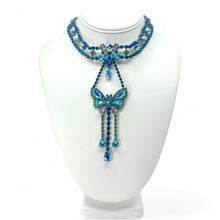 Load image into Gallery viewer, Nicky Butler Fashion Aqua &amp; Multi Crystal Butterfly Choker Necklace