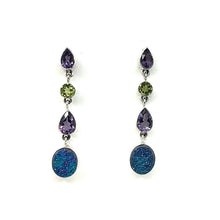 Load image into Gallery viewer, Nicky Butler SS Drusy Quartz Multi Gem Oval Drop Earrings