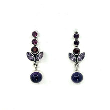 Load image into Gallery viewer, Nicky Butler SS Amethyst Cabochon Multi Gem Earrings