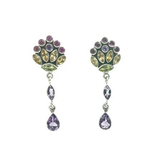 Load image into Gallery viewer, Nicky Butler SS Amethyst Multi Gem Drop Clip Back Earrings