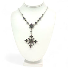 Load image into Gallery viewer, Nicky Butler SS Amethyst Multi Gem Cross Drop Necklace