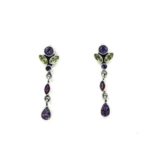 Load image into Gallery viewer, Nicky Butler SS Amethyst Multi Gem Pear Drop Earrings