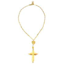 Load image into Gallery viewer, Nicky Butler Fashion Gold-Tone Heart &amp; Bead Cross Necklace