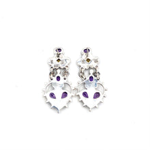 Load image into Gallery viewer, Nicky Butler SS Amethyst Multi Gem Heart Drop Earrings