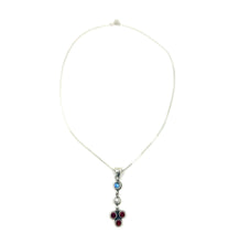 Load image into Gallery viewer, Nicky Butler SS Garnet Multi Gem Drop Pendant &amp; Chain