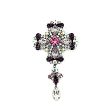 Load image into Gallery viewer, Nicky Butler Fashion Purple &amp; Pink Multi Crystal Maltese Cross Brooch