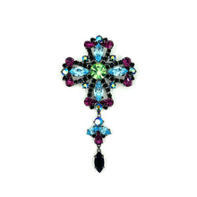 Load image into Gallery viewer, Nicky Butler Fashion Blue Multi Crystal Maltese Cross Brooch