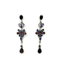 Load image into Gallery viewer, Nicky Butler SS Garnet Multi Gem Pear Drop Earrings