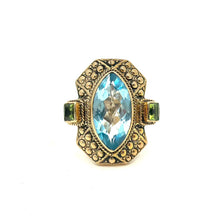 Load image into Gallery viewer, Nicky Butler Bronze Aqua Quartz Multi Gem Marquise Ring