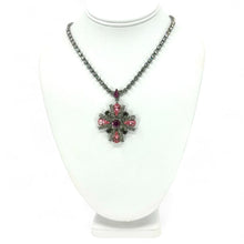 Load image into Gallery viewer, Nicky Butler Fashion Pink Crystal &amp; Black Jet Maltese Cross Necklace