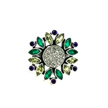 Load image into Gallery viewer, Nicky Butler SS Silver Drusy Quartz Multi Gem Flower Ring