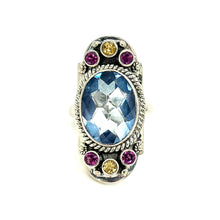 Load image into Gallery viewer, Nicky Butler SS Blue Quartz Multi Gem Arch Ring