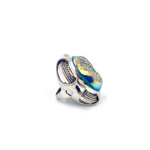 Load image into Gallery viewer, Nicky Butler SS Aqua Window Drusy Quartz Oval Ring