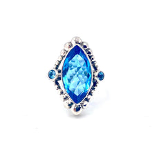 Load image into Gallery viewer, Nicky Butler SS Ocean Blue Quartz Multi Gem Marquise Ring