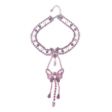 Load image into Gallery viewer, Nicky Butler Fashion Pink &amp; Multi Crystal Butterfly Choker Necklace