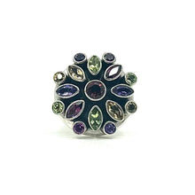 Load image into Gallery viewer, Nicky Butler SS Garnet Multi Gem Bold Flower Ring