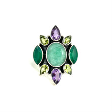 Load image into Gallery viewer, Nicky Butler SS Emerald Beryl Corundum Multi Gem Cluster Ring