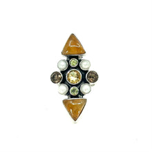 Load image into Gallery viewer, Nicky Butler SS Goldy Quartz Multi Gem Geometric Ring