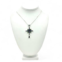 Load image into Gallery viewer, Nicky Butler SS Amethyst Multi Gem Flower Cross Pendant &amp; Chain