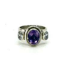 Load image into Gallery viewer, Nicky Butler SS Amethyst Gem &amp; CZ Band Ring