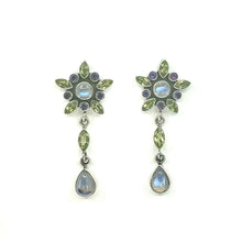 Load image into Gallery viewer, Nicky Butler SS Moonstone Multi Gem Flower Earrings