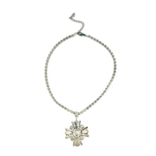 Load image into Gallery viewer, Nicky Butler Fashion Pink Crystal &amp; Black Jet Maltese Cross Necklace