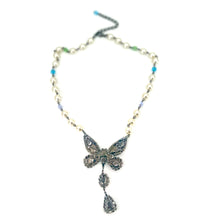 Load image into Gallery viewer, Nicky Butler Fashion Pink Multi Crystal &amp; Faux Pearl Beaded Butterfly Necklace