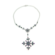 Load image into Gallery viewer, Nicky Butler SS Amethyst Multi Gem Cross Drop Necklace