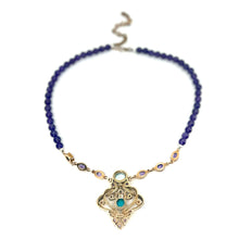 Load image into Gallery viewer, Nicky Butler Bronze Aqua Quartz Multi Gem Ribbon Drop Necklace