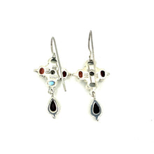 Load image into Gallery viewer, Nicky Butler SS Garnet Multi Gem Cross Earrings