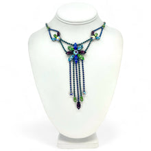 Load image into Gallery viewer, Nicky Butler Fashion Blue &amp; Multi Crystal Chandelier Drop Flower Necklace
