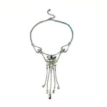 Load image into Gallery viewer, Nicky Butler Fashion Blue &amp; Multi Crystal Chandelier Drop Flower Necklace