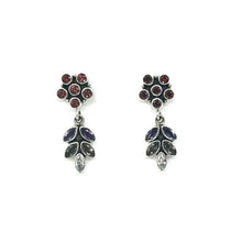 Load image into Gallery viewer, Nicky Butler SS Garnet Multi Gem Flower Earrings