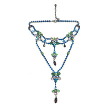 Load image into Gallery viewer, Nicky Butler Fashion Blue &amp; Multi Crystal Choker Flower Necklace